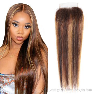 Popular Yeswigs 4x4 5x5 Brown Blonde Color Lace Closure 13x4 13x6 Highlight HD Swiss Lace Frontal Cambodian Virgin Human Hair